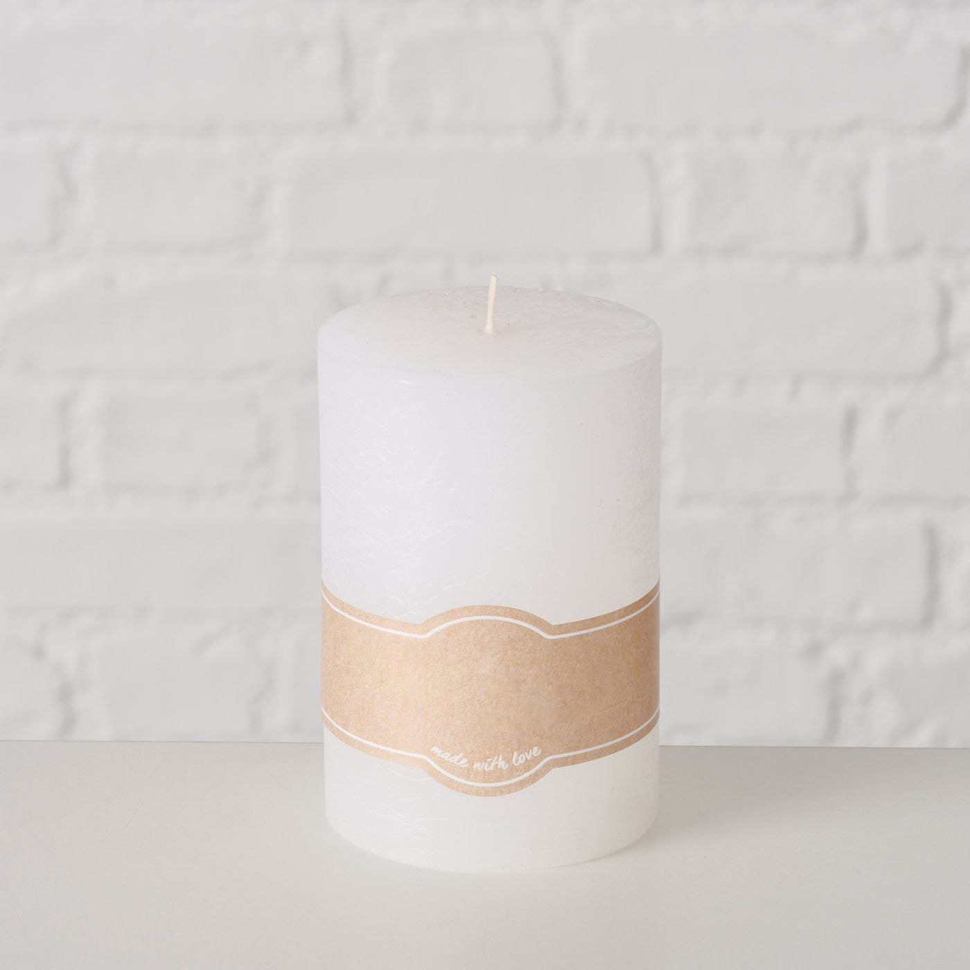 Stumpenkerze, Adventskerze rusikal weiß