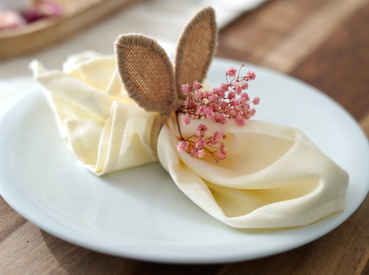 Oster Dekoration Boho Jute Serviettenhalter mit Hasenohren - Tischdekoration für das Osterfest