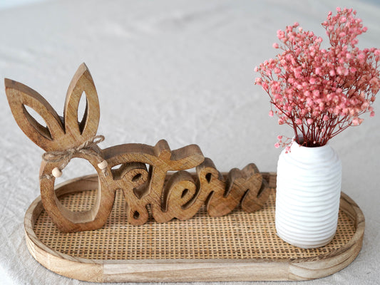 Osterdekoration Tischdeko: Holzschriftzug Ostern