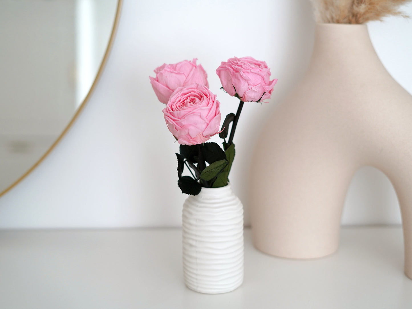 TrockenblumenstraußKonservierte echte Rose – Englische Infinity-Rose rosa
