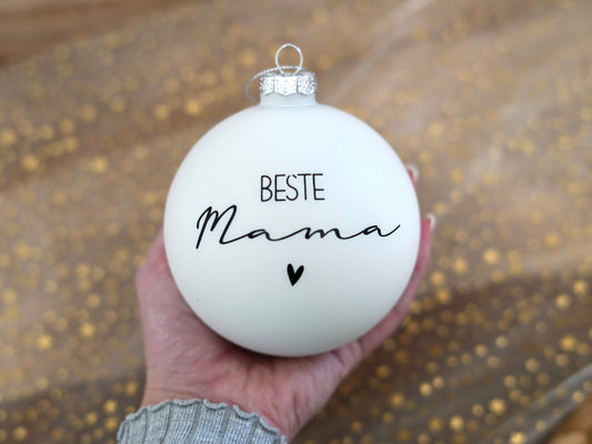 Christbaumschmuck Weihnachtskugel weiß Beste Mama