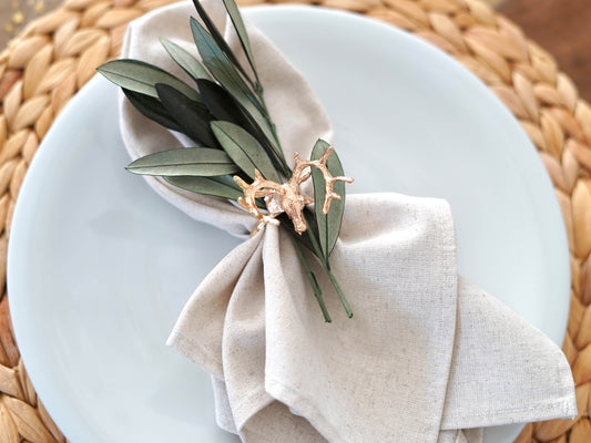 Tischdekoration Festtafel: Serviettenring Hirsch in gold