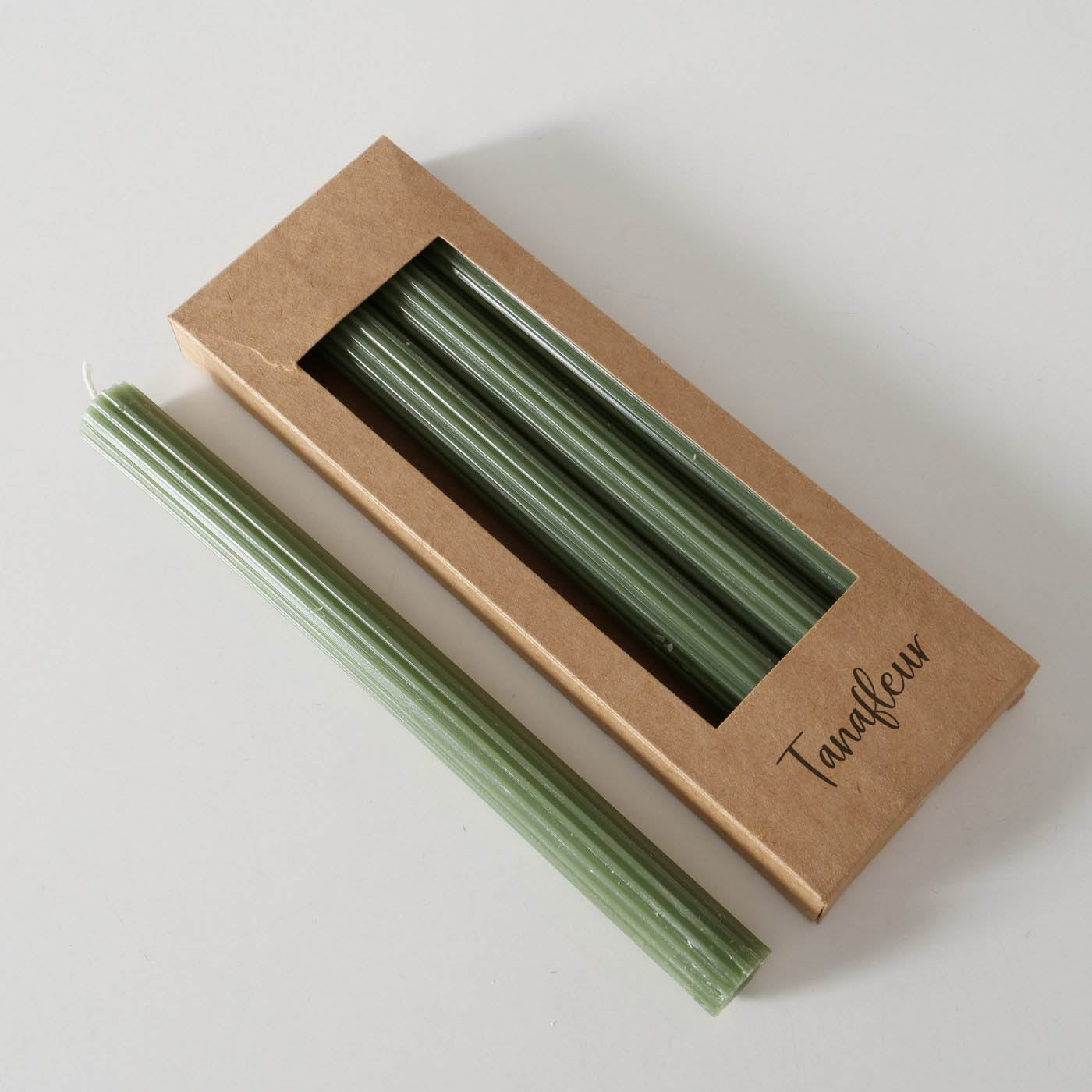 Stabkerzen mit Rillen grün – Tanafleur