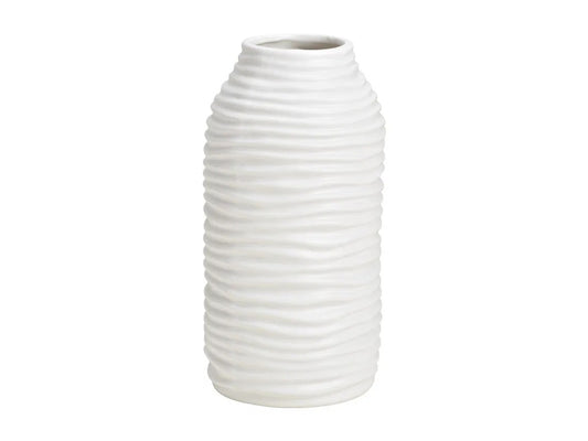 Weiße Kramikvase mit Rillen