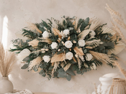 Boho Hochzeitsgesteck für Traubogen & Willkommensschild | Trockenblumen mit Infinity Rosen