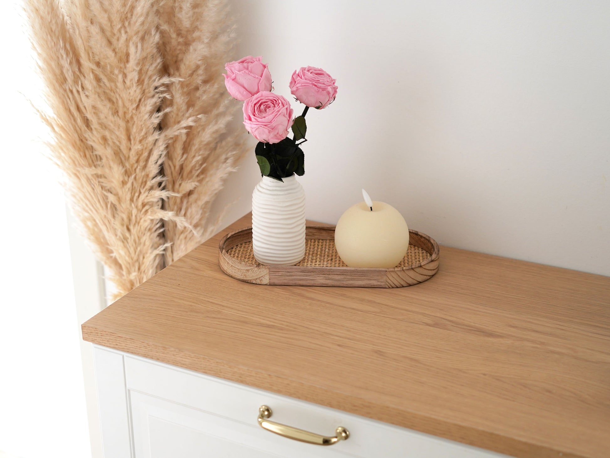 Konservierte echte Rose – Englische Infinity-Rose rosa