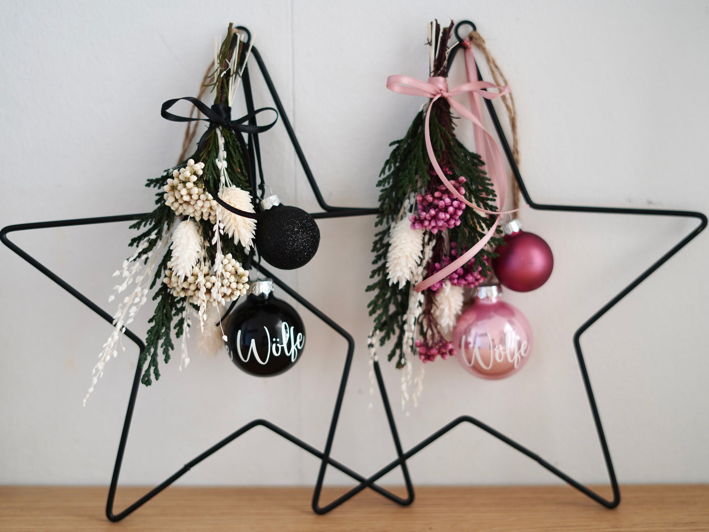 Metallstern mit Trockenblumen als stilvolle Dekoration für Zuhause und besondere Anlässe