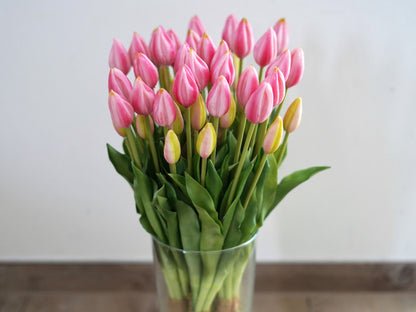Künstliche Tulpen rosa/pink im Bund –  realistische Tulpen 44 cm Länge für Vase und Tischdeko