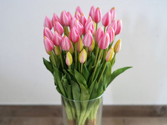 Künstliche Tulpen rosa/pink im Bund –  realistische Tulpen 44 cm Länge für Vase und Tischdeko