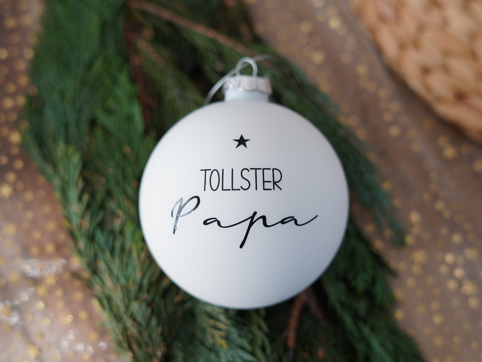 Christbaumschmuck Weihnachtskugel weiß Tollster Papa