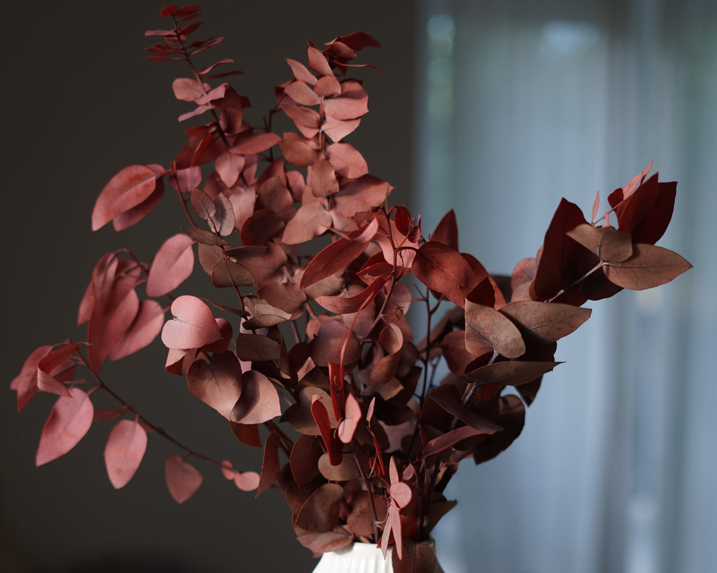 Konservierter Eukalyptus in Herbstfarben – Orange, Rot & Braun