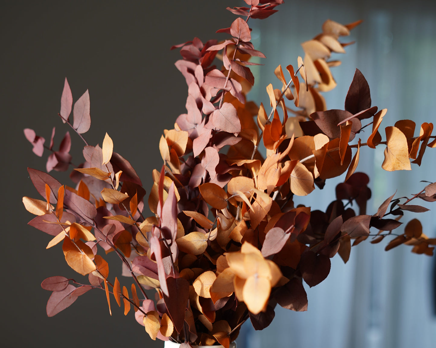 Konservierter Eukalyptus in Herbstfarben – Orange, Rot & Braun